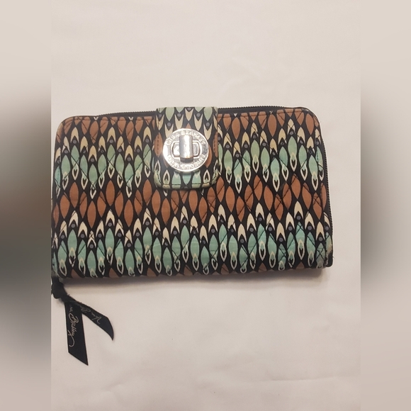 Vera Bradley Retired Sienna Stream Pattern Turn Lock Wallet - Picture 2 of 7